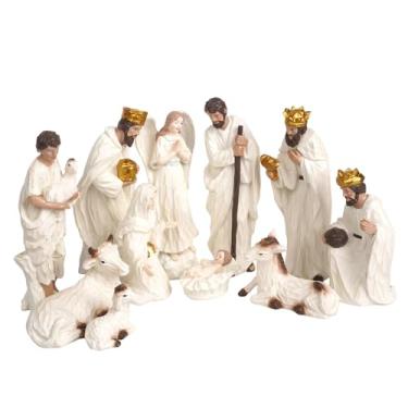 Imagem de Pequena estátua da Sagrada Família | Decoração de mesa de Natal em resina | Artesanato de escultura de presépio | para casa, escritório, sala de estar, quarto, lareira, manta, estante, janela