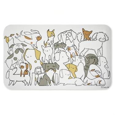 Imagem de Tapete Eclectic Dog Breeds Antifadiga, Tapete ergonômico acolchoado para cozinha e pé com suporte antiderrapante, tapete de conforto ecológico, design por Lisa Wehmeyer, 76.2 cm x 45.7 cm