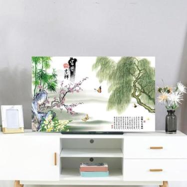 Imagem de Capa de tela de TV com estampa de pintura de flor/paisagem, capa protetora contra poeira para pendurar / desktop/telas LED LCD curvadas - Tipo 05||65 polegadas