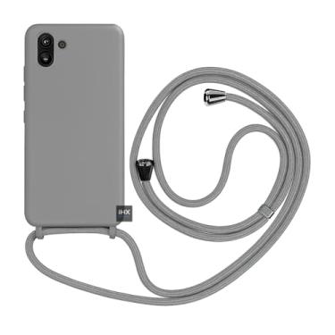 Imagem de Capa Case Capinha Para Samsung Galaxy A07 Silicone Com Cordão Alça De Pescoço Ajustável Veludo Premium (CINZA)