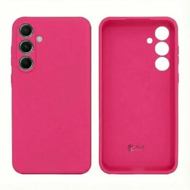 Imagem de Capa de Silicone TPU Aveludada Compatível com A56 – Case Macia com Proteção de Câmera e Interior Aveludado (ROSA CHOQUE)