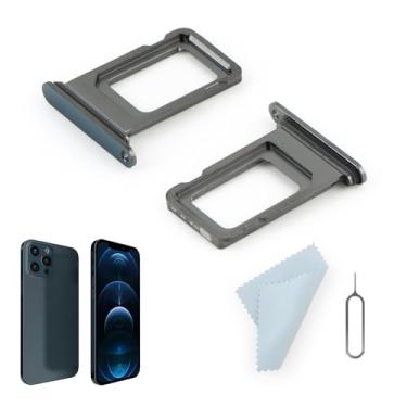 Imagem de 2 peças de bandeja de cartão SIM para iPhone 12 Pro/12 pro Max substituição de compartimento de cartão SIM para A2172, A2402, A2403, A2404 com pino de ejeção aberto (azul)