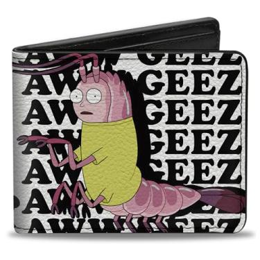 Imagem de Buckle-Down Carteira Rick and Morty, Bifold, Shrimp Morty Aww Geez Pose e Texto Branco Preto, Couro Vegano