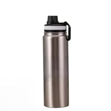 Imagem de Garrafa Térmica 800ml 1000ml Inox Aço Inoxidável Para Bebida Gelada e Quente alça esportiva(prata-800ML)