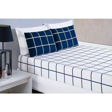 Imagem de Jogo De Cama Lençol 200 Fios Austin Queen 03 Peças Marinho