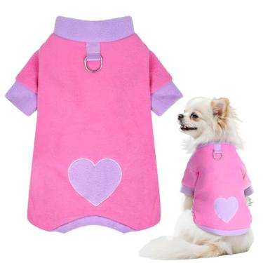 Imagem de YKYUASD Pijama de lã para cachorro, fofo, amor, coração, cachorrinho, suéter, macacão macio e quente para animais de estimação, roupas de férias para cães e gatos pequenos