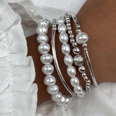 Imagem de Pulseira de pérolas para mulheres, estrela-do-mar, joia de praia, presente de Natal para ela, acessórios de férias, presentes de amizade, Medium, Latão, Sem Pedra Preciosa