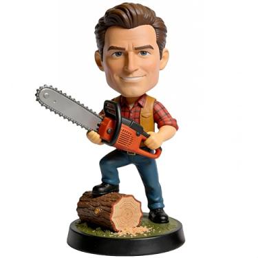 Imagem de Bobblehead de lenhador personalizado - presente personalizado de foto para estatueta para dia dos namorados/aniversário/ação de graças | Decoração de mesa de argila feita à mão para casa/escritório |