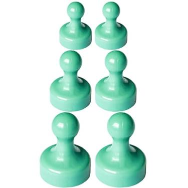 Imagem de 6 peças de ímãs de neodímio poderosos, em forma de peão - Ímã forte de geladeira/geladeira e quadro branco, ideal para escritório, cozinha, artesanato - Terra rara, resistente (verde escuro)