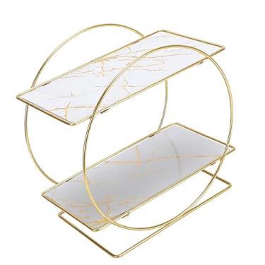 Imagem de Zerodis Organizador de Perfume de 2 Camadas Bandejas de Banheiro Organizadores de Balcão Suporte de Mesa de Maquiagem Dourada de Grande Capacidade Prateleira de Armazenamento de Bancada (Branco)