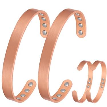 Imagem de Feraco Pulseira magnética de cobre para mulheres e homens, pulseira magnética elegante com 99,9% cobre puro, bracelete com caixa de presente, presentes para mulheres e homens, Metal, Sem pedras preciosas