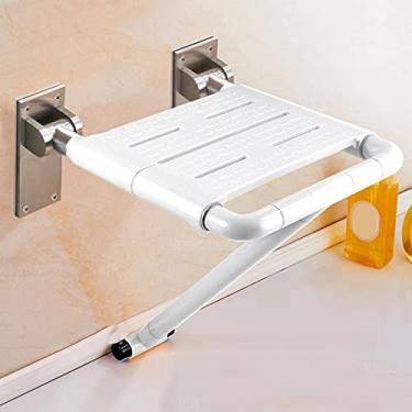 Imagem de TRGCJGH Banco de troca de sapatos, banco de chuveiro, cadeira de chuveiro, banco de folhas suspensas montado na parede, cadeira de assento de chuveiro dobrável, assento de banho dobrável