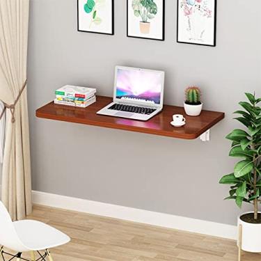 Imagem de Mesa dobrável montada na parede, mesa montada na parede, mesa de parede, mesa dobrável para bancada montada na parede, para espaços pequenos, escritório, cozinha, quarto, luz de walnut-100 * 40 cm