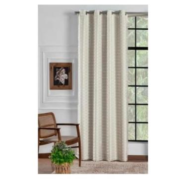 Imagem de Cortina Blackout Bloqueia Luz Solar Total - Proteção para Móveis e Sono Profundo, Medida Pronta para Quarto e Sala(bege xadrez)