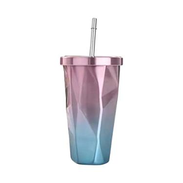 Imagem de Copo de Água Fashion 500ml à Prova Vazamento Portátil com Tampa e Canudo para Uso em Casa Viagens