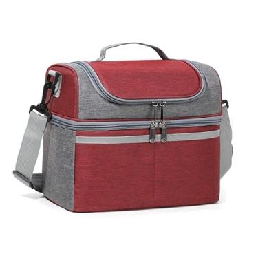 Imagem de Lancheira natural orgânica para adultos, lancheira isolada, grande compartimento duplo, lancheira, refrigeradores, tecido Oxford leve, impermeável, lancheira para trabalho, piquenique, viagens, ao ar