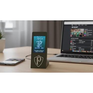 Imagem de Porco Desktop - Relógio de mesa integente do Torcedor Palmeirense - Conexão Wi-fi, touchscreen, Contagem Regressiva para o Jogo, Alerta de Jogo ao Vivo