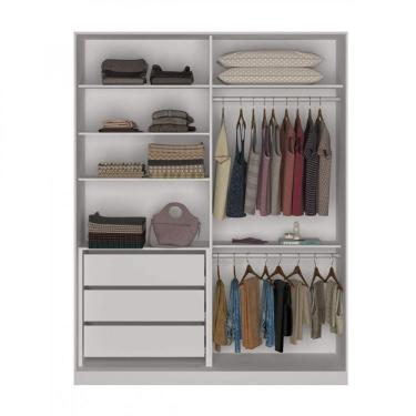 Imagem de Guarda Roupa Solteiro Com Espelho 2 Portas 3 Gavetas Nova Mobile Branco