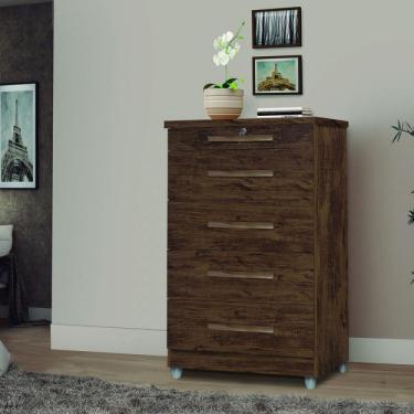 Imagem de Cômoda 5 Gavetas Emas Móveis Primus Amêndoa Wood