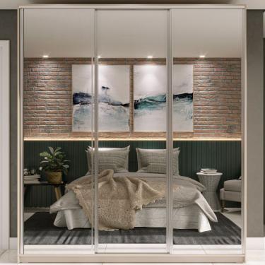 Imagem de Guarda Roupa Casal 3 Portas de Correr com Espelho e 3 Gavetas Zermatt Reis & Bueno Bege