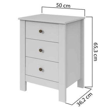 Imagem de Criado Mudo 3 Gavetas Maggiore New Móveis Lopas Branco
