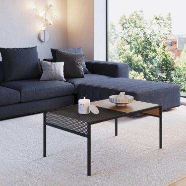 Imagem de Mesa De Centro Industrial 80Cm York Artesano Hanover/Preto