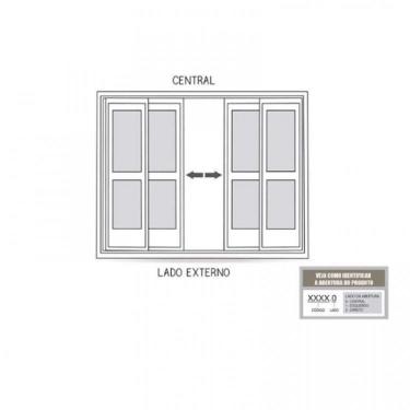 Imagem de Porta de Correr Aço Central com Vidro 2 Folhas Móveis E 2 Fixas 213cmx200cmx13cm Lucasa Facilità Branco