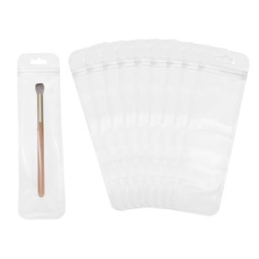 Imagem de PATIKIL Sacos plásticos longos para joias de 5,5 cm x 22 cm, 100 peças, bolsa com zíper autovedável transparente e reutilizável com orifício para pendurar para colares, embalagem de caneta, branco