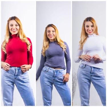 Imagem de Kit 3 blusa feminina cacharrel com manga longa - GK TODA BELA, Vermelh