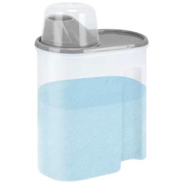 Imagem de Porta Sabão em Pó de Plástico C/Tampa Dosadora Econômico 1700ml (Cinza)