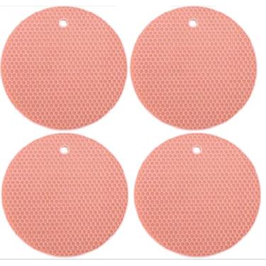 Imagem de Kit 4 Descanso de Panela Silicone Redondo Colors – Antiderrapante e Resistente 17,5 x 17,5 x 0,5 cm - MELLUZ (4, Rosa)