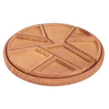 Imagem de Bandeja de servir dividida removível com 8 compartimentos Bandeja de armazenamento de nozes para lanche para festa Frutas secas Sobremesa Aperitivo Redondo Marrom Placa de