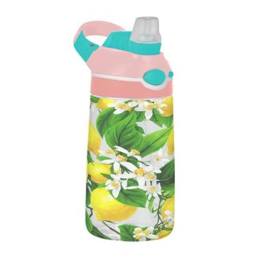 Imagem de SEHANY Garrafa de água infantil fofa de limão, durável Tritan livre de BPA, copo de água de plástico transparente para crianças pequenas, garrafas de água esportivas de boca de pato à prova de