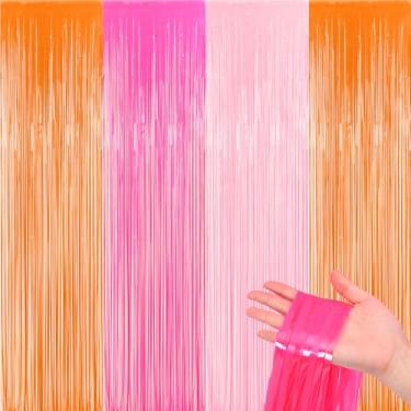 Imagem de Frienda 4 peças de decorações de festa do pôr do sol, cortinas de franja, decorações de festa, cortinas de fundo rosa e laranja para pôr do sol, outono, Ação de Graças, casamento, formatura, decoração