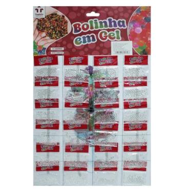 Imagem de Bolinha de Gel Cresce na Água. Grânulos Poliméricos Decorativos p/Plantas. Hidrogel Decorativo. Cartela c/ 24 Sachês (Transparentes)