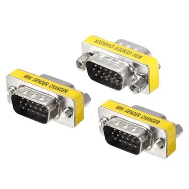 Imagem de Generic Acoplador VGA Conector de troca de gênero VGA de 15 pinos macho para macho de conversão de adaptador VGA para extensor de cabo, pacote com 3
