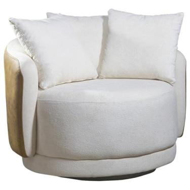 Imagem de Poltrona Decorativa Giratória Hera com Apoio de Braço, Estilo Moderno, Cor Off/Mel - MadeiraMadeira