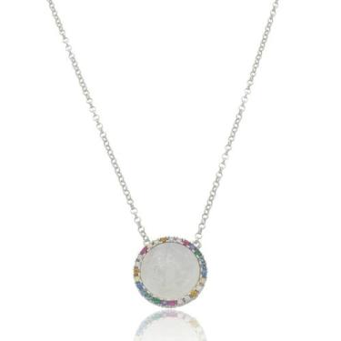 Imagem de Colar 60cm São Bento Em Madrepérola E Zircônias Mix Color Prata Com Ró