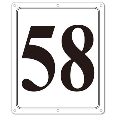 Imagem de i-CowFun Placa numerada de metal premium ao ar livre, refletiva de 30,5 x 25,4 cm placas numeradas de alumínio grande 58 para estacionamento, quadra de tênis, campo, armazém, corredor, edifício, doca