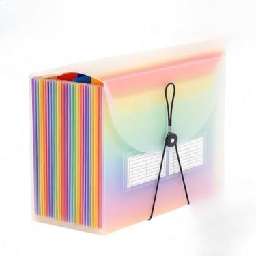 Imagem de Organizador de 600 Folhas A4 Pasta Arquivo 12 Divisórias Pasta Sanfonada para Escritório, Casa e Escola, Facilita Classificação de Documentos e Recibos(transparente)