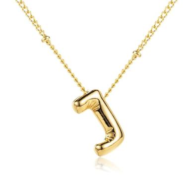 Imagem de Colar com letra de bolha, balões de ouro, corrente banhada a ouro delicada, pingente de alfabeto, colar com pingente de letras fofas, presentes para meninas adolescentes, coisas modernas, Metal, Sem
