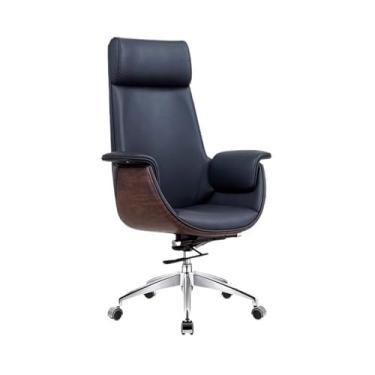 Imagem de WAOCEO Cadeira de escritório encosto alto elegante cadeira de estudo em casa cadeira executiva cadeira de pessoal de conferência pode levantar assento giratório cadeira de computador (cor: preto)