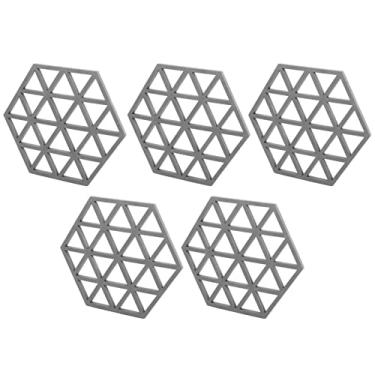 Imagem de Tapete de Trivet de Silicone, Toupeiro de Placa Quente Portadores de Panela Resistente a Silicone Blocos de Silicone 5pc Hexageão Tat de Calor para Panelas e Panelas Quentes para