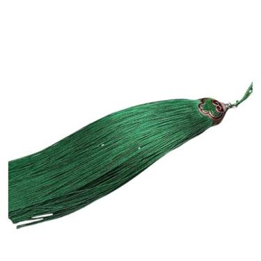 Imagem de 3 peças 13 cm pingentes de borla de seda borlas tampas de prata para fazer joias DIY brincos feitos à mão acessórios pendentes (verde)