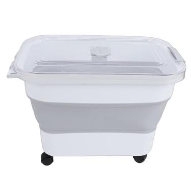 Imagem de Asixxsix Recipiente Hermético de Armazenamento de Alimentos para Animais de Estimação, Caixa de Plástico Dobrável de 20L Com Tampa Selada para Farinha de Arroz de Gato de Cachorro