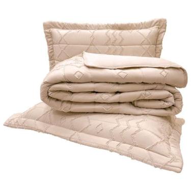 Imagem de Kit Cobre Leito Colcha Stylo Casal Dupla Face 3 Peças - Rosê - 100% Po