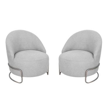 Imagem de Kit 02 Poltronas Luxo Decorativa Tulipa Linho - Doce Sonho Móveis, Cin