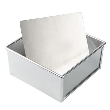 Imagem de NLAIOUSL Anéis de bolo quadrados de liga de alumínio resistente com base removível anéis de bolo eficientes para assar mousses e doces
