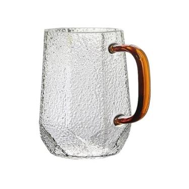 Imagem de Copos martelados, canecas de café de vidro transparente de 411 g com alças para chá, cappuccino, latte, suco e leite (laranja)