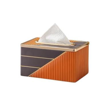 Imagem de Capa de caixa de lenços de seda de liga de resina moderna prática para mesa de jantar doméstica organizador dispensador facial (laranja)
